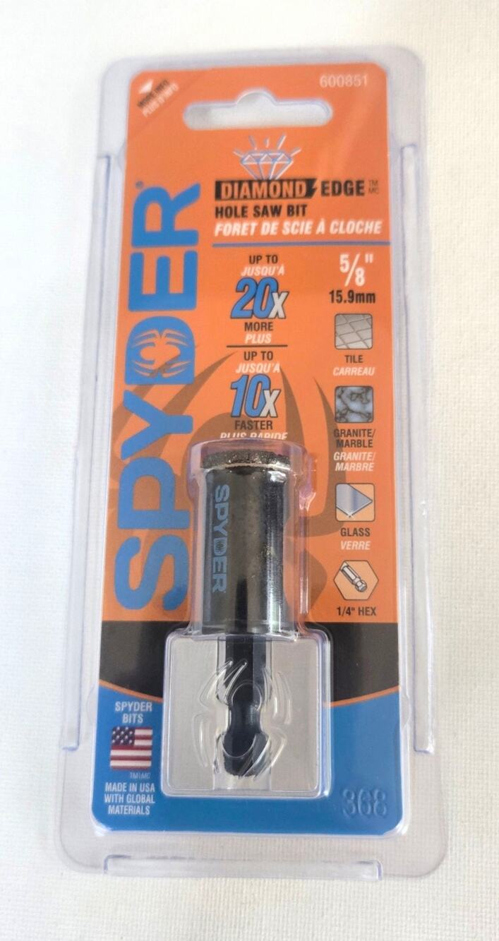 Spyder 5/8" Diamond Edge Hole Saw Bit 15.9mm Tile Glass Granite 600851